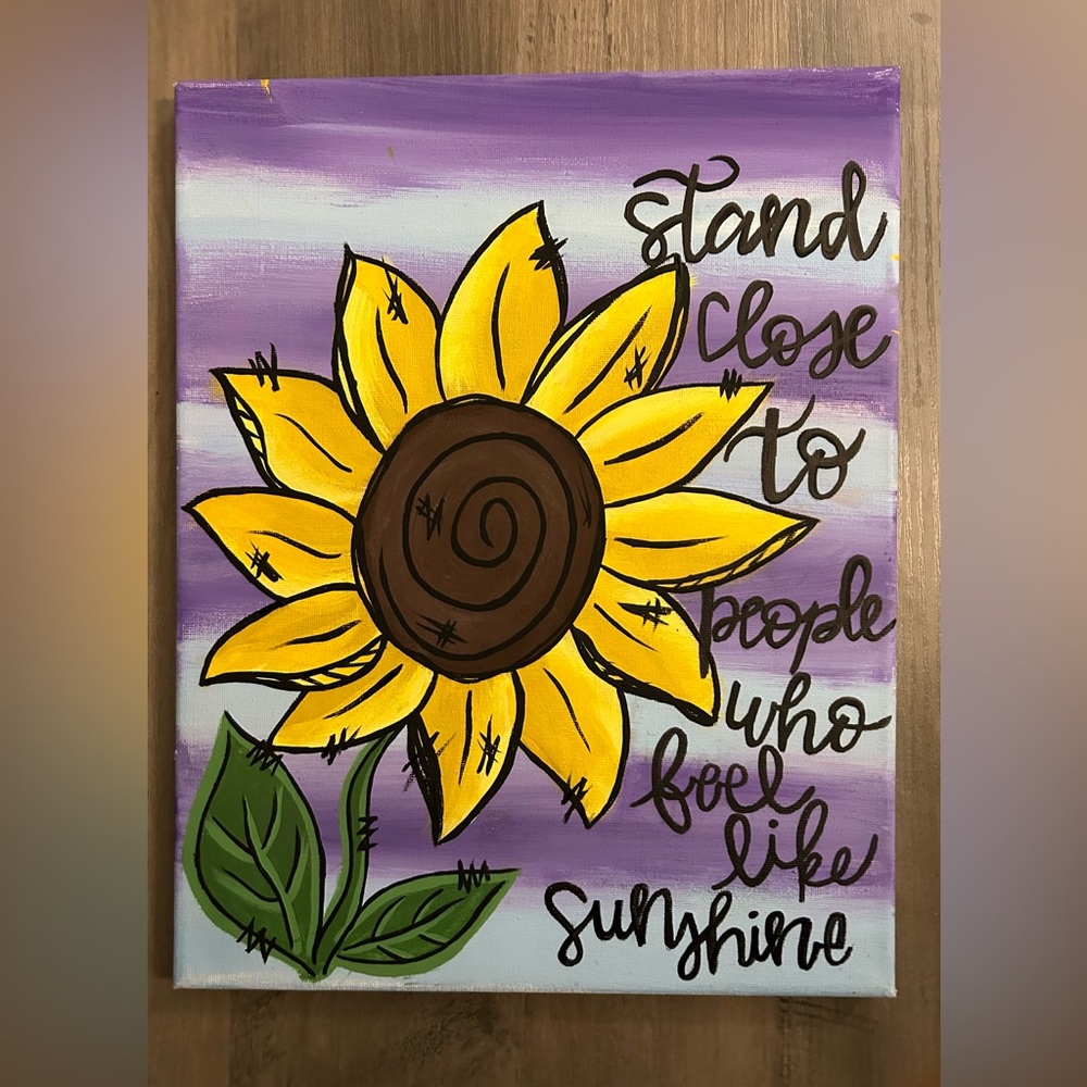 Sunflower Canvas Art with Inspirational Quote, 11x14”